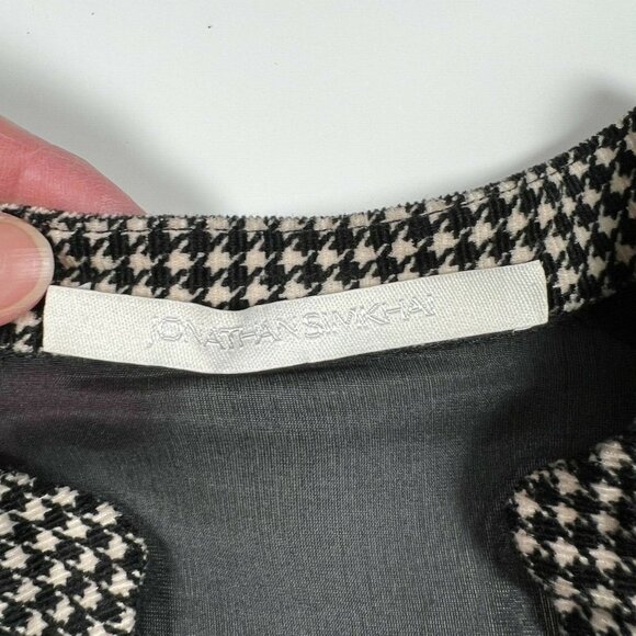 Jonathan Simkhai Houndstooth Corduroy Mini Dress Zipper Mesh Panels Black XS - Picture 4 of 16
